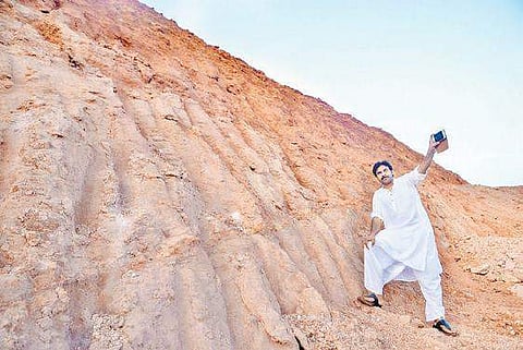 Jana Sena chief Pawan Kalyan at Vanthada mines in Prathipadu mandal of   East Godavari district on Sunday I Express