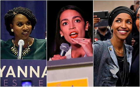 (L-R) Ayanna Pressley from Massachussetts; Alexandria Ocasio-Cortez from New York and Ilhan Omar from Minnesota. (Photos | AP)