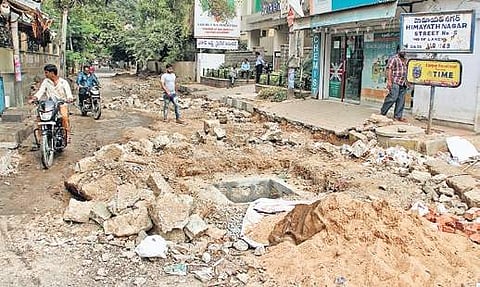 Roads have been dug up, sewage lines damaged and manholes left open in the name of road repair, making life hell for the residents of Himayat Nagar road number 5, in Hyderabad |  S senbagapandiyan