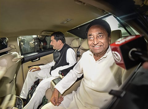 Madhya Pradesh Congress leader Kamal Nath leaves after a meeting with party President Rahul Gandhi at his residence in New Delhi  (Photo | PTI)
