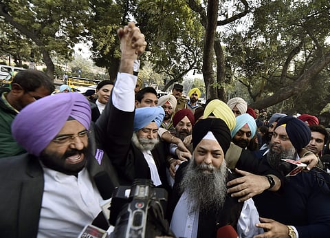 Akali Dal MLA Manjinder Singh Sirsa Advocate H S Phulka former AAP MLA Jarnail Singh and others react after the Delhi High Court convicted Congress leader Sajjan Kumar for criminal conspiracy promoting enmity acts against communal harmony in the1984 anti-