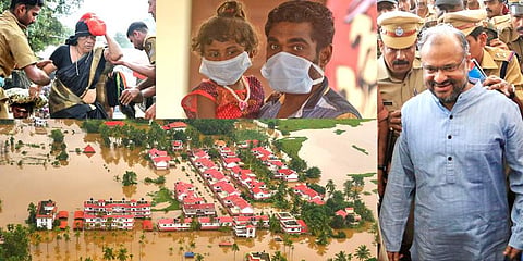 (From top left to right) Sabarimala issue, When The state survived a Nipah scare, Bishop Franco arrested in connection with the nun rape case and Kerala flood. (Photo | EPS)