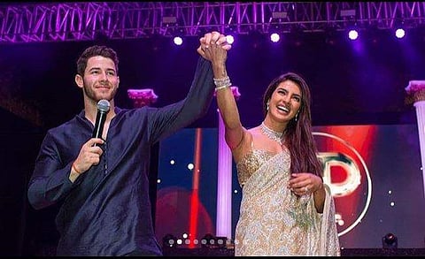 Priyanka Chopra and Nick Jonas at their sangeet night.(Photo | Instagram/Priyanka Chopra)