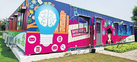 Container schools at Binola (Haryana), Chhapra (Bihar) and other places