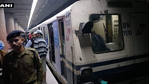 Kolkata metro catches fire. (Photo | ANI)
