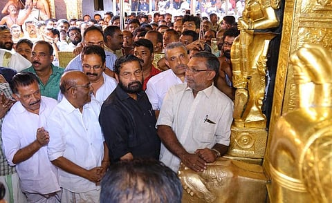 Kerala Devaswom minister Kadakampally Surendran  at Sabarimala. (Photo| Shaji Vettipuram/EPS)