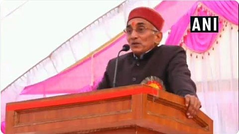 Purvanchal University VC Raja Ram Yadav during his controversial speech (Photo | ANI Twitter)