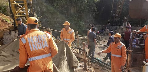 Rescuers work at the site of a coal mine that collapsed in Ksan, in the northeastern Indian state of Meghalaya, Friday, Dec. 14, 2018.  | AP