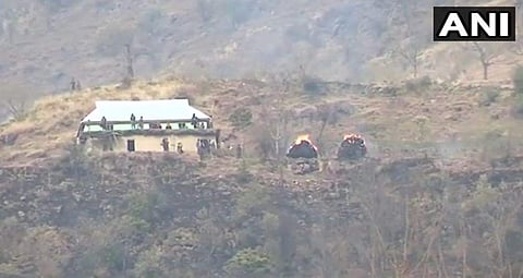 The shells fell deep inside Indian territory along the Line of Control. | ANI Twitter Photo