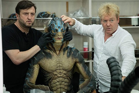 Legacy Effects, Guillermo del Toro (R), The Shape of Water and Doug Jones. (Twitter)