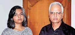 Varnika Kundu with her father and senior IAS officer V S Kundu