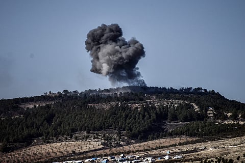 Smoke rises from inside Syria, during Turkish forces bombardment, on the Kurdish-controlled Syrian enclave (File | AP)