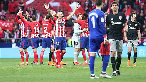 Atletico Madrid greet fans after the match. (Twitter/Atlético de Madrid)