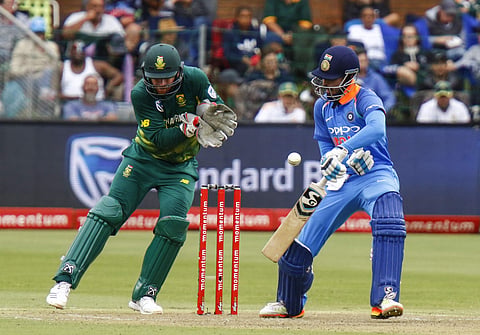 India's Shreyas Iyer plays a shot during the fourth ODI cricket match between South Africa and India in Port Elizabeth, South Africa Tuesday, Feb. 13, 2018. | AP