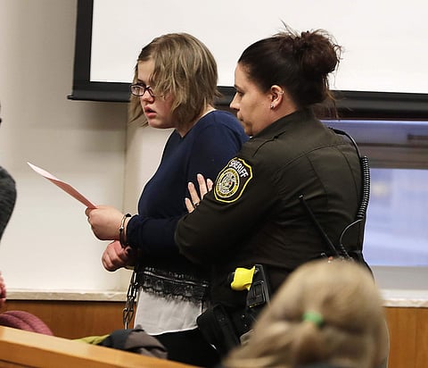 Morgan Geyser leaves the court after she is sentenced to 40 years of institutional confinement at Winnebago Mental Health Facility | AP