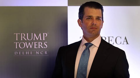 Donald  J. Trump jr. before the meeting with Trump Tower promotors in New Delhi on Tuesday | AP