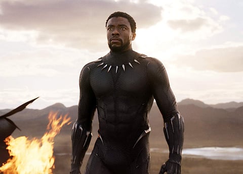 This image released by Disney and Marvel Studios' shows Chadwick Boseman in a scene from 'Black Panther.' (Marvel Studios/Disney via AP)