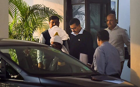 Delhi CM Kejriwal and Deputy CM Sisodia after meeting Delhi LG Anil Baijal on Friday (PTI)