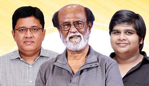 (L-R) Producer Kalanithi Maran, Superstar Rajinikanth and director Kartik Subbaraj (Twitter Photo)