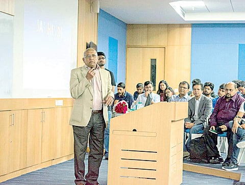 Rakesh Sharma delivered a lecture at International Institute of Information Technology on  Saturday, where he said that it is human nature to explore