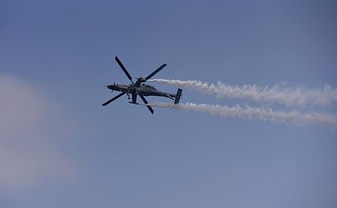In this file image, the maiden flight of the Light Utility Helicopter (LUH) prototype of state-run Hindustan Aeronautics Ltd (HAL) is seen. (EPS | Vinod Kumar T)