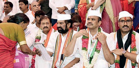 Congress leaders stage 48-hour  hunger strike, at Gandhi Bhavan, in Hyderabad on Wednesday | Vinay Madapu