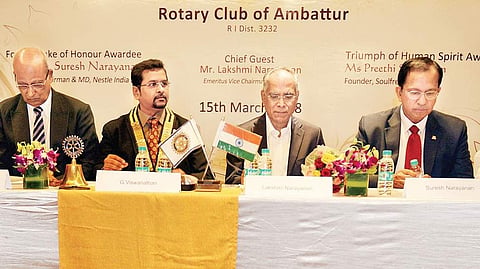 Rotarians and the awardees at the event   D Sampathkumar