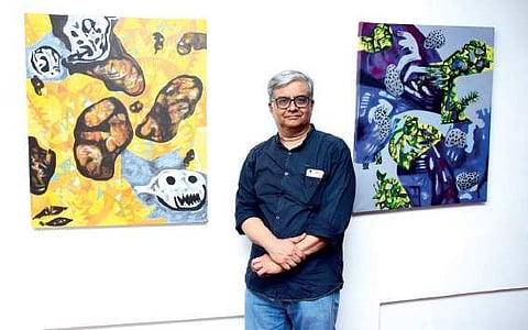 Imagined Forms’ a painting exhibition of Dr V Raman Kutty at Alliance Francaise  B P Deepu