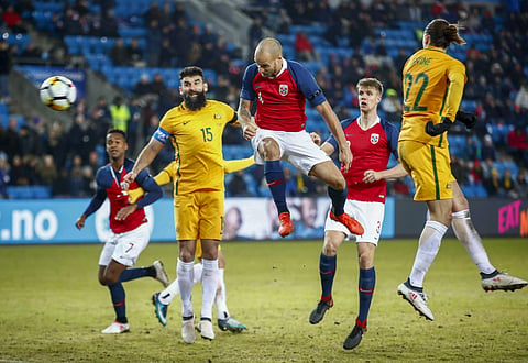 A hat-trick from LA Galaxy striker Ola Kamara and a fine header from Tore Reginiussen helped Norway to beat Australia 4-1 at Olso. It was Australia's first outing under Dutchman Bert van Marwijk, who took the Netherlands to the finals of 2010 World Cup. E