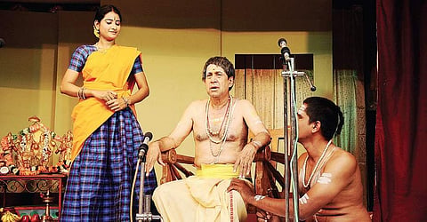 Veteran actor TV Varadarajan in a play