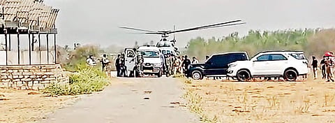 The body of the deceased Greyhounds constable Sushil Kumar and three other police personnel, who were injured in the gunbattle, were being airlifted to Bhadrachalam. | Express