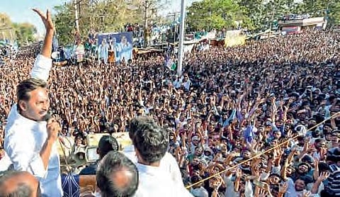 YSRC president YS Jaganmohan Reddy addressing a gathering  | Express