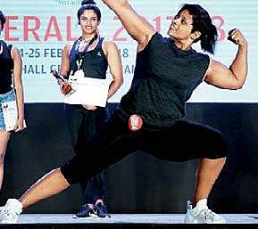 Amrutha Mohan at the  Miss Kerala Athletic Physique organised by the Bodybuilding Association of Kerala
