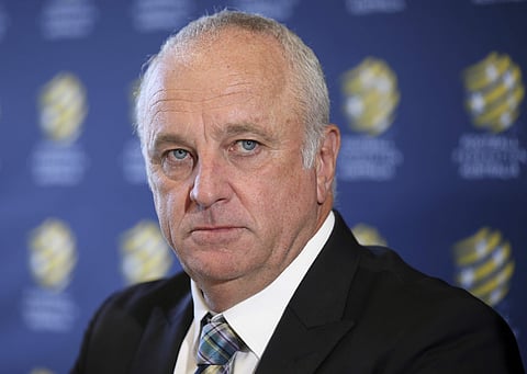 Graham Arnold attends a press conference where he will sign a four-year contract to coach the Australian national soccer team in Sydney. | AP