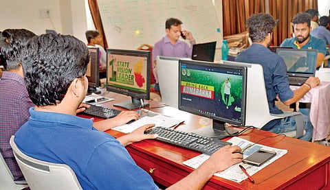 Volunteers at JD(S) social media cell in Bengaluru  | Pushkar V