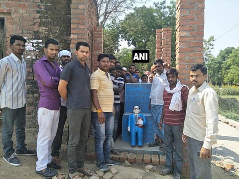 Ambedkar's statue was vandalised in Gajna village in Jaunpur district of Uttar Pradesh. (Twitter Photo: ANI)