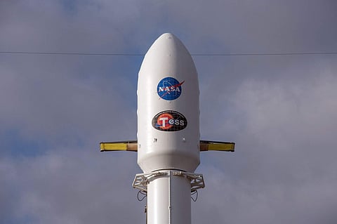 A Falcon 9 rocket carrying NASA's Transiting Exoplanet Survey Satellite at Cape Canaveral Air Force Station in Fla (File Photo | AP)