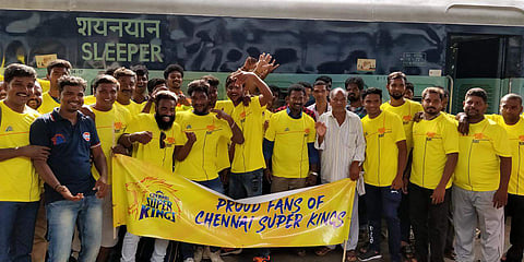 A special train carrying fans left Chennai Central for Pune to root for the team in Friday’s ‘home’ game against Rajasthan Royals. (Photo | Chennai Super Kings)