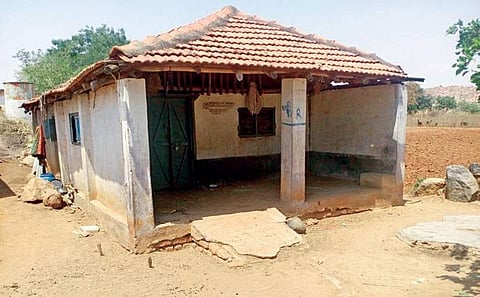 A structure which served as a school is now left abandoned; (above) 66-year-old Mallayya shows his home in Sannabattaradoddi hamlet in Devadurga | EXPRESS