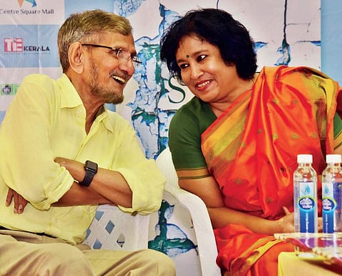 Authors Taslima Nasrin and N S Madhavan in a conversation at the book releasing function of Split: A Life in the city | ALBIN MATHEW