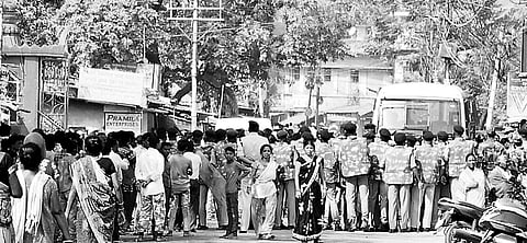 Security forces deployed at Thelkopada on Monday | EXPRESS