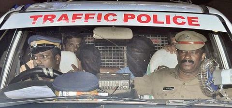 Sreejith murder case accused being produced at the judge’s house at Paravoor in Kochi on Thursday (File | EPS)
