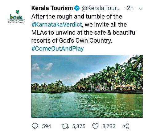 A grab of the Kerala Tourism tweet