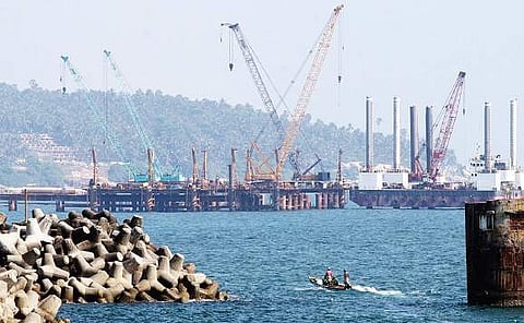 The work site of the Vizhinjam international seaport project  (File | EPS)