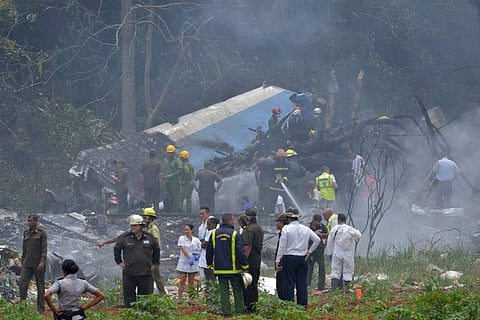 Picture taken at the scene of the accident after a Cubana de Aviacion aircraft crashed after taking off from Havana's Jose Marti airport on May 18, 2018. | AFP