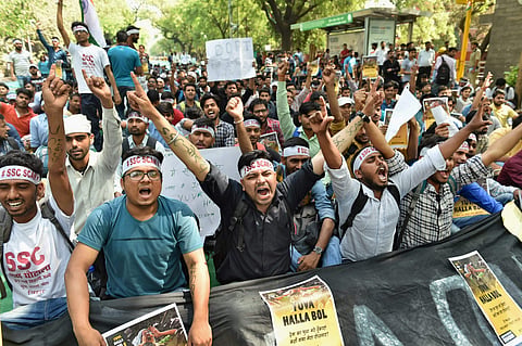 SSC students protesting against the 'SSC paper leak scam'. | PTI File Image