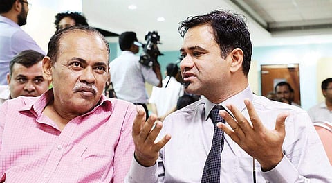 Dr Kafeel Khan (Right) at a function in Kochi  on Saturday (Photo | Melton Antony)