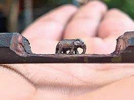 A miniature elephant sculpted by Krishnaj