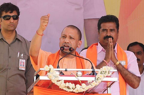 Uttar Pradesh CM Yogi Adityanath at a poll rally in Karnataka. (EPS)