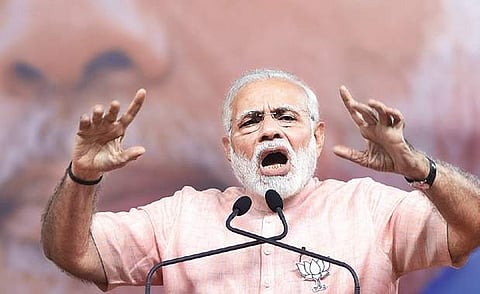 Prime Minister Narendra Modi addressing a public rally in Bengaluru  on Tuesday | Vinodkumar T